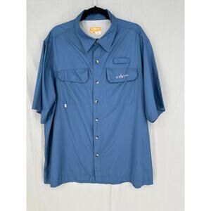 Habit Fishing Shirt Mens XL Blue Button Short Sleeve Pockets Lightweight
